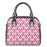 Pink And White Breast Cancer Print Shoulder Handbag