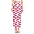 Pink And White Breast Cancer Print Side Slit Maxi Skirt