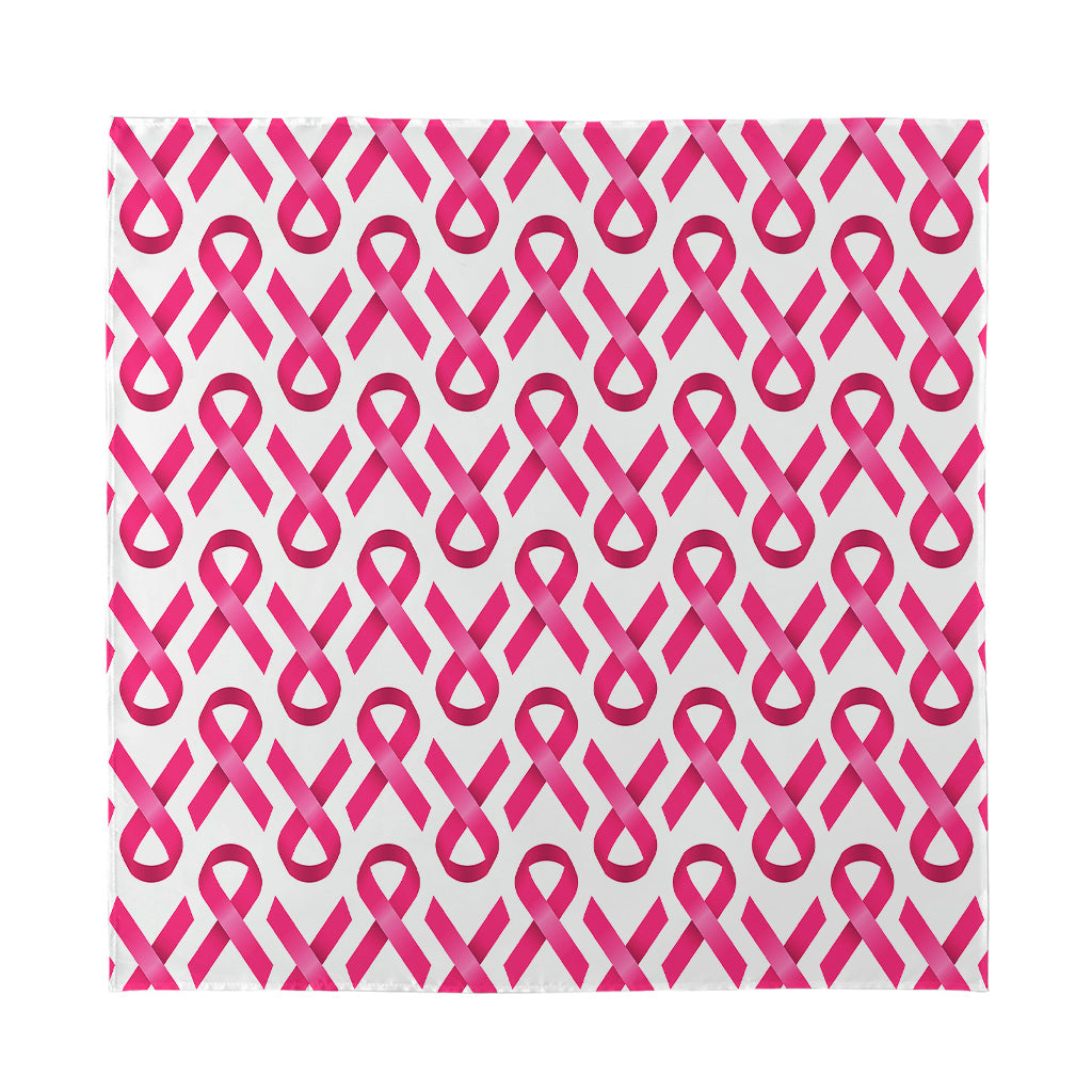 Pink And White Breast Cancer Print Silk Bandana
