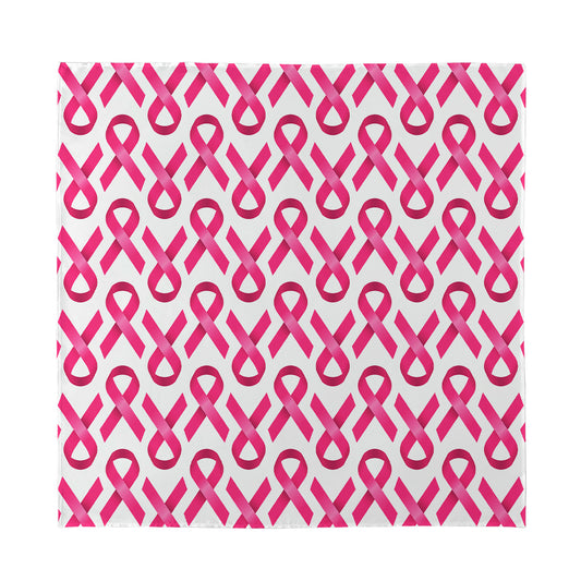 Pink And White Breast Cancer Print Silk Bandana