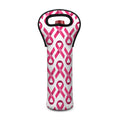 Pink And White Breast Cancer Print Single Neoprene Wine Tote