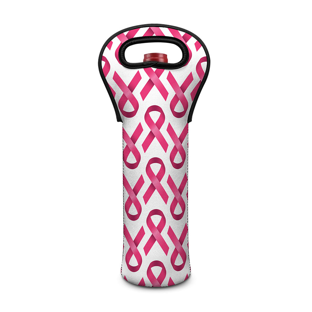 Pink And White Breast Cancer Print Single Neoprene Wine Tote