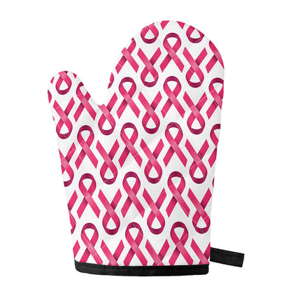 Pink And White Breast Cancer Print Single Oven Mitt