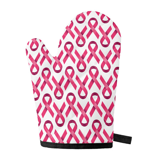 Pink And White Breast Cancer Print Single Oven Mitt