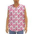 Pink And White Breast Cancer Print Sleeveless Baseball Jersey