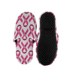 Pink And White Breast Cancer Print Slippers