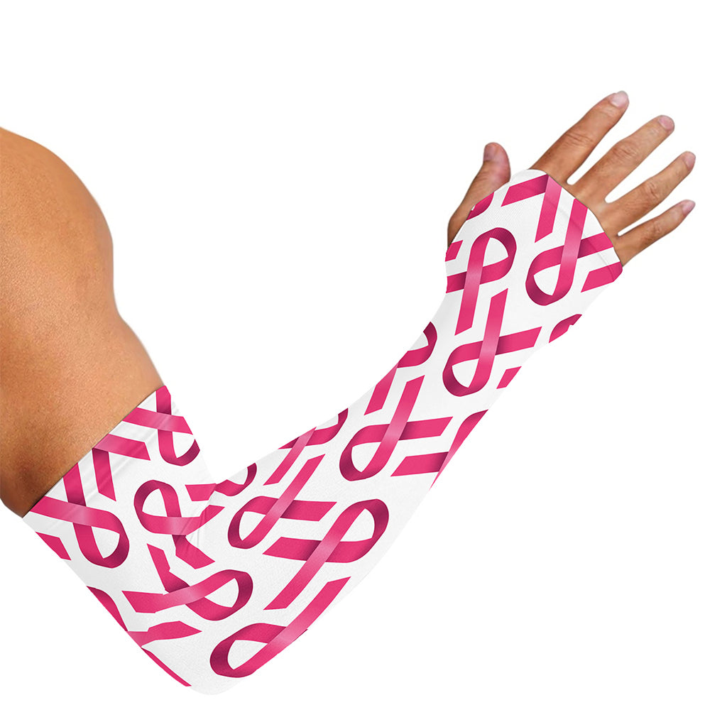Pink And White Breast Cancer Print Sun Protection Arm Sleeves