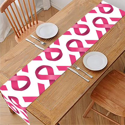 Pink And White Breast Cancer Print Table Runner