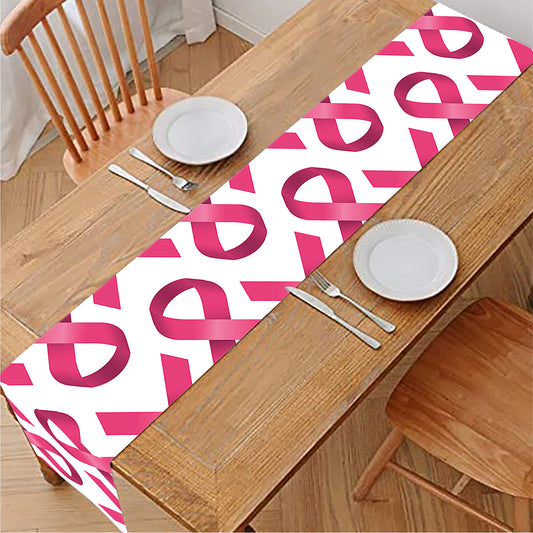 Pink And White Breast Cancer Print Table Runner