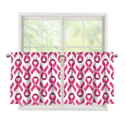 Pink And White Breast Cancer Print Tier Curtains