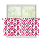 Pink And White Breast Cancer Print Tier Curtains
