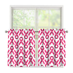 Pink And White Breast Cancer Print Tier Curtains