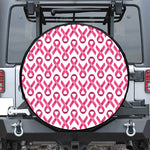 Pink And White Breast Cancer Print Tire Cover