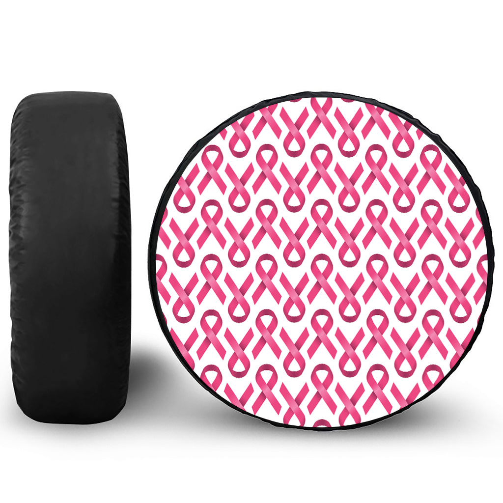Pink And White Breast Cancer Print Tire Cover
