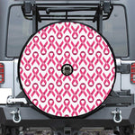 Pink And White Breast Cancer Print Tire Cover With Camera Hole