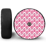 Pink And White Breast Cancer Print Tire Cover With Camera Hole