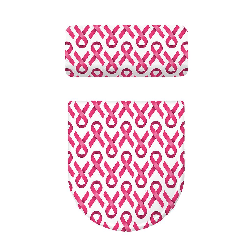 Pink And White Breast Cancer Print Toilet Lid And Tank Cover Set