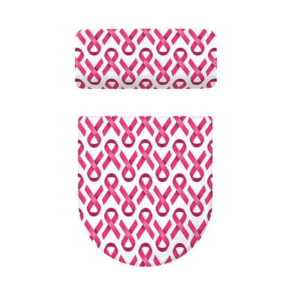 Pink And White Breast Cancer Print Toilet Lid And Tank Cover Set