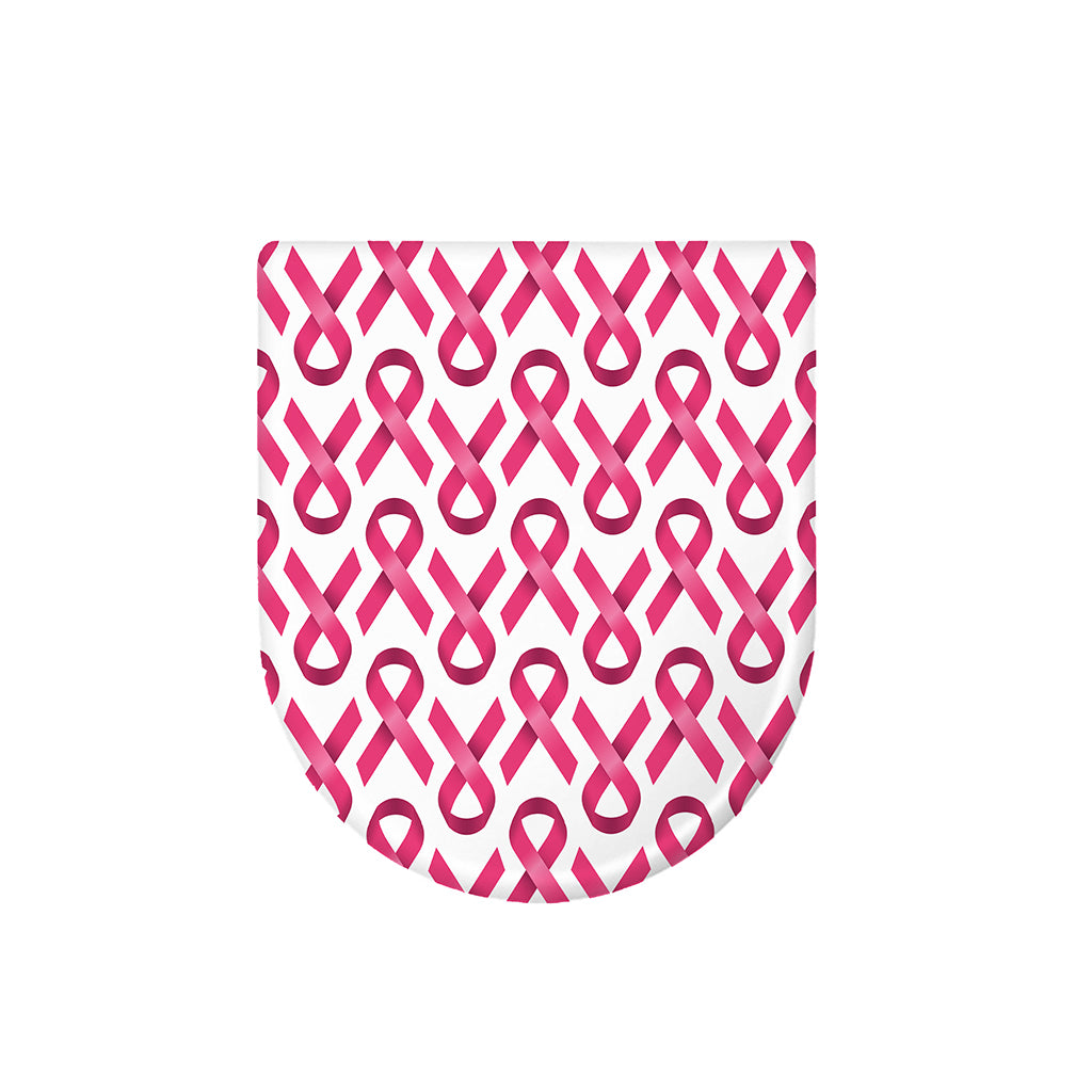 Pink And White Breast Cancer Print Toilet Lid Cover