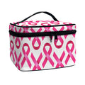 Pink And White Breast Cancer Print Travel Makeup Bag