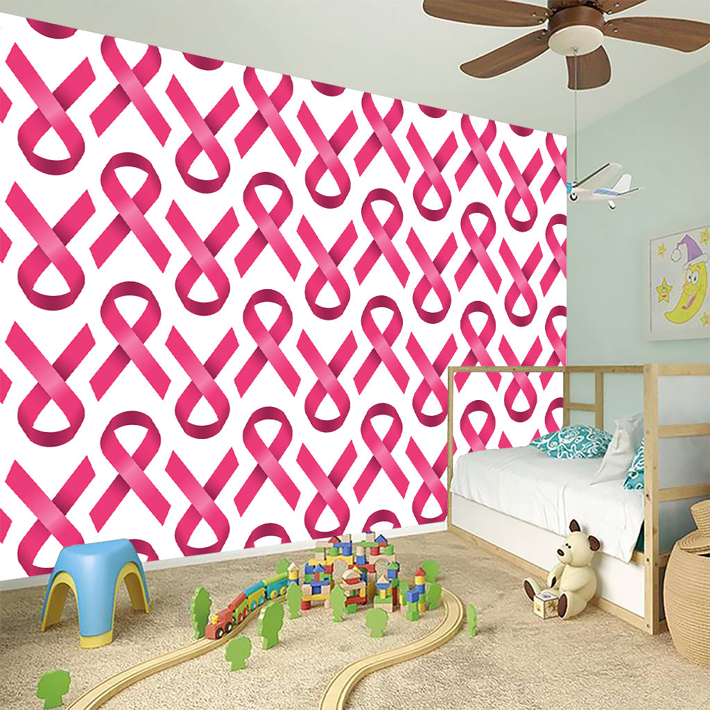 Pink And White Breast Cancer Print Wall Sticker