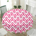 Pink And White Breast Cancer Print Waterproof Round Tablecloth