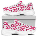 Pink And White Breast Cancer Print White Chunky Shoes