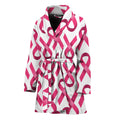 Pink And White Breast Cancer Print Women's Bathrobe