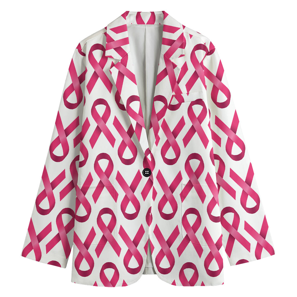 Pink And White Breast Cancer Print Women's Blazer