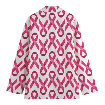 Pink And White Breast Cancer Print Women's Blazer