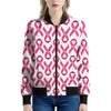 Pink And White Breast Cancer Print Women's Bomber Jacket