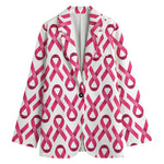 Pink And White Breast Cancer Print Women's Cotton Blazer