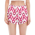 Pink And White Breast Cancer Print Women's Split Running Shorts