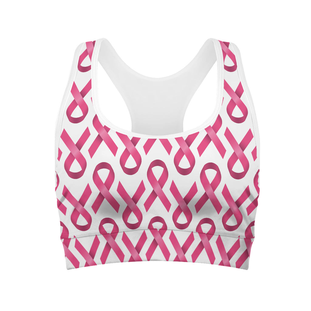 Pink And White Breast Cancer Print Women's Sports Bra
