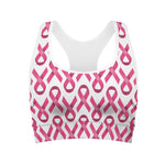 Pink And White Breast Cancer Print Women's Sports Bra