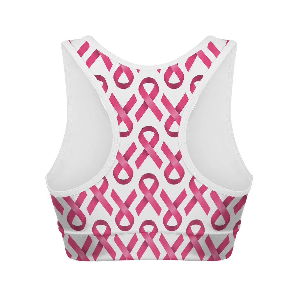 Pink And White Breast Cancer Print Women's Sports Bra