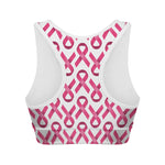 Pink And White Breast Cancer Print Women's Sports Bra
