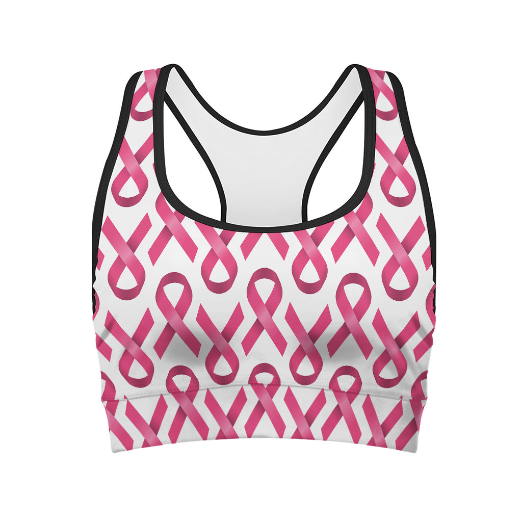 Pink And White Breast Cancer Print Women's Sports Bra