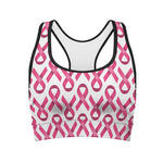 Pink And White Breast Cancer Print Women's Sports Bra