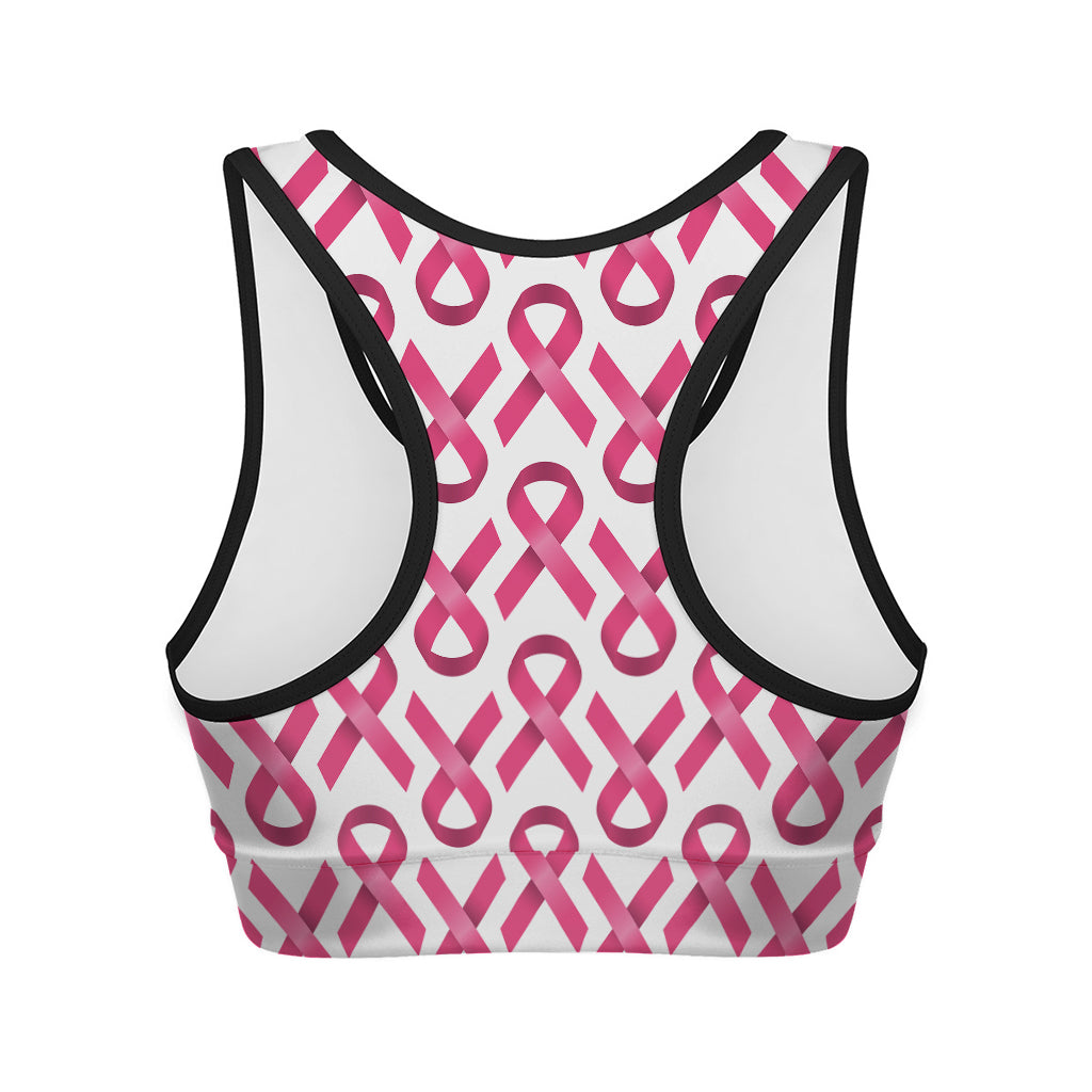 Pink And White Breast Cancer Print Women's Sports Bra