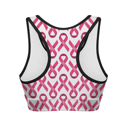 Pink And White Breast Cancer Print Women's Sports Bra
