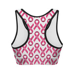 Pink And White Breast Cancer Print Women's Sports Bra