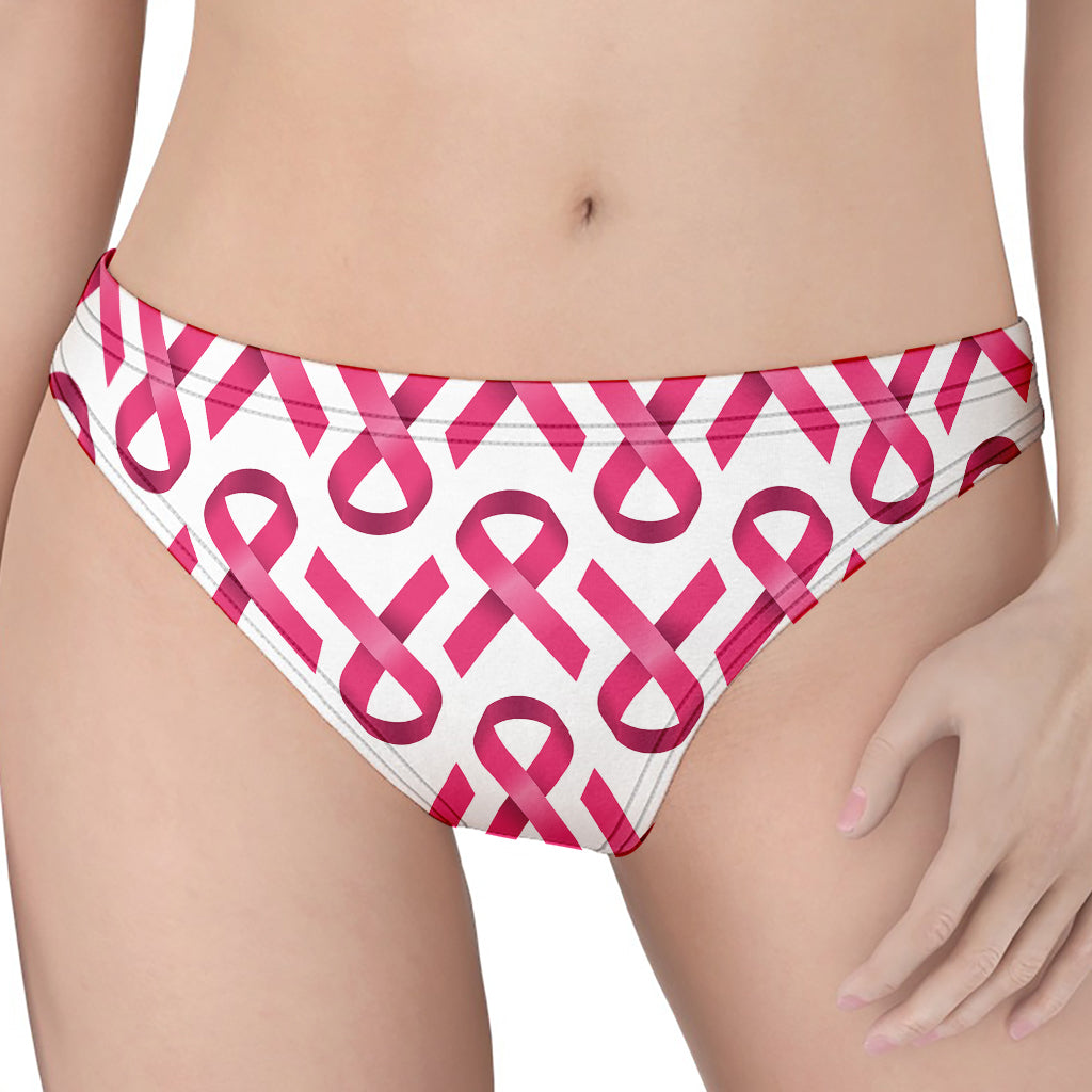 Pink And White Breast Cancer Print Women's Thong