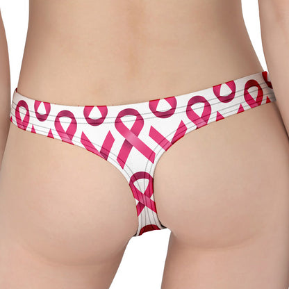 Pink And White Breast Cancer Print Women's Thong