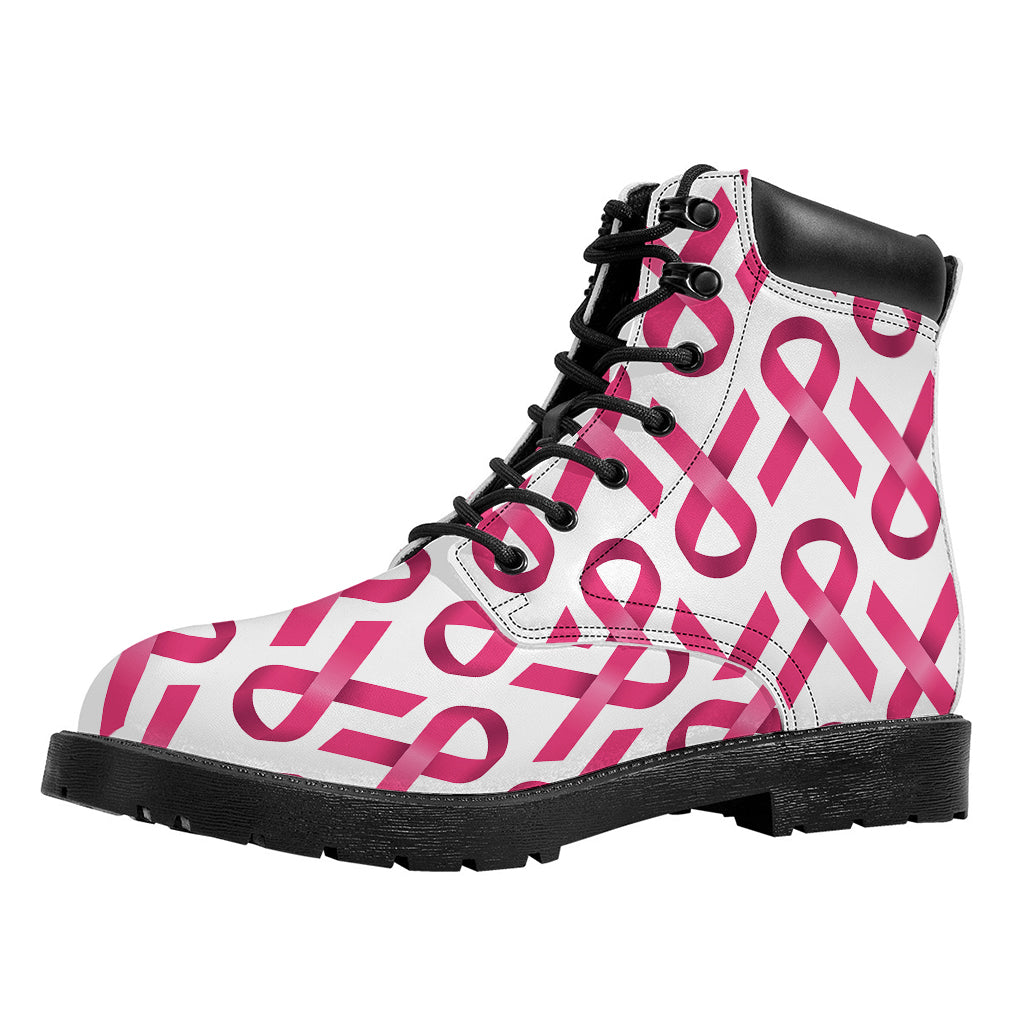 Pink And White Breast Cancer Print Work Boots