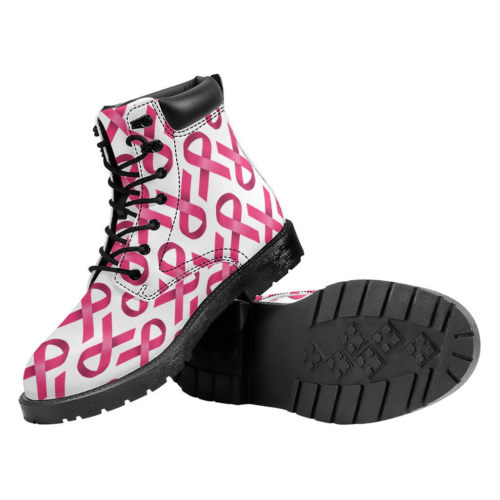 Pink And White Breast Cancer Print Work Boots
