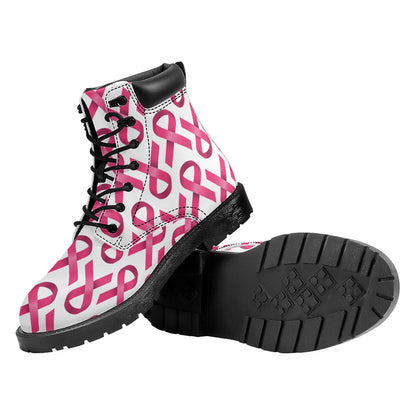 Pink And White Breast Cancer Print Work Boots