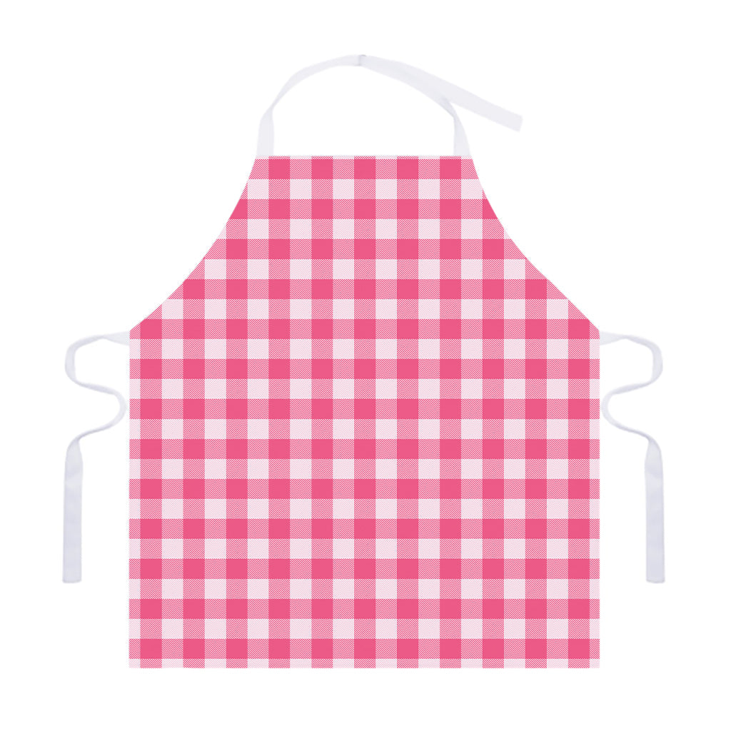 Pink And White Buffalo Check Print Adjustable Apron