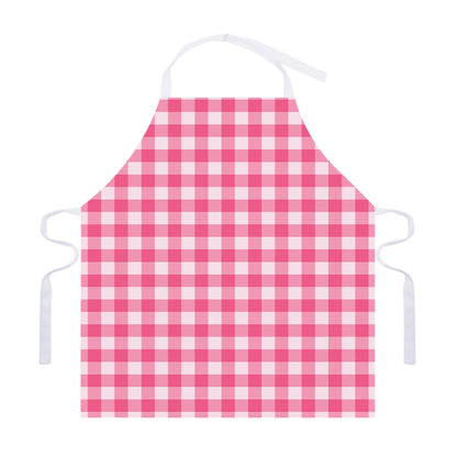 Pink And White Buffalo Check Print Adjustable Apron