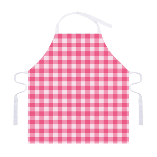 Pink And White Buffalo Check Print Adjustable Apron